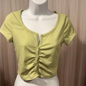 Green Button Crop Top - Small